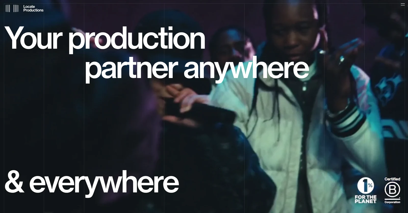Locate Productions website homepage